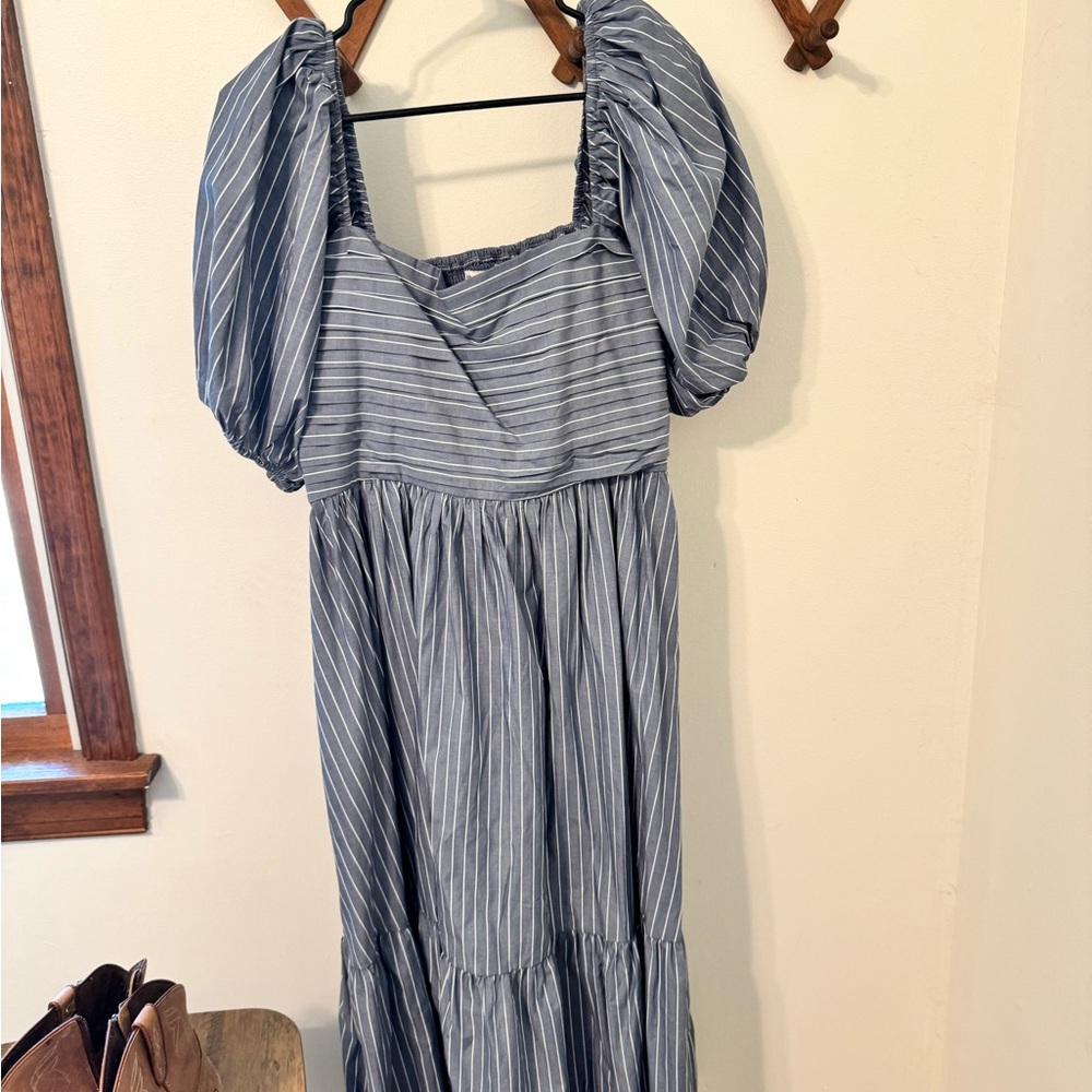 Abercrombie & Fitch Blue Striped Smocked-Waist Dress - Picture 3 of 5